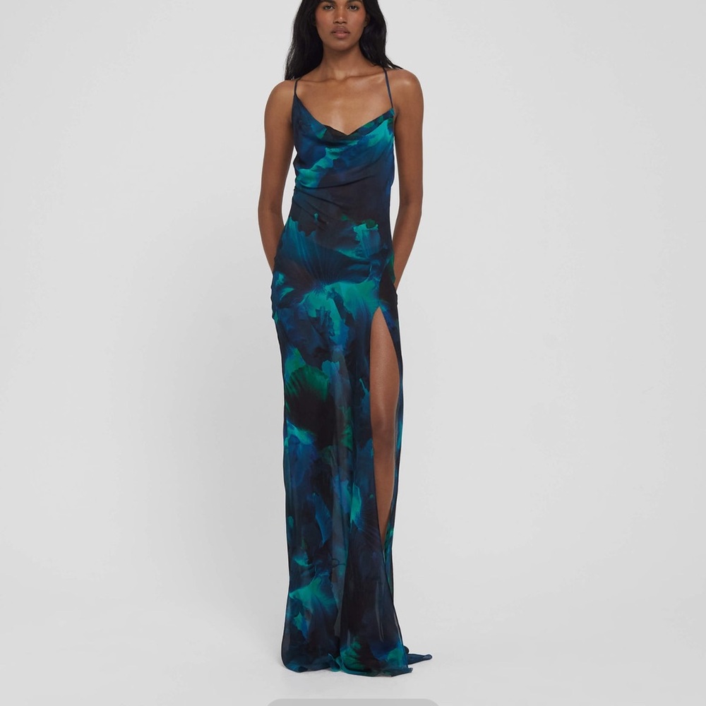 Rat & Boa Blue Maxi Gown with Cowl Neck